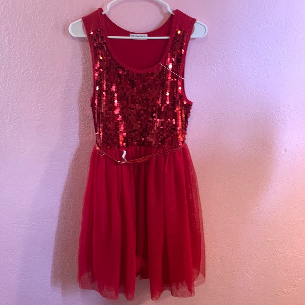 203. Girls Red Sequin Dress
